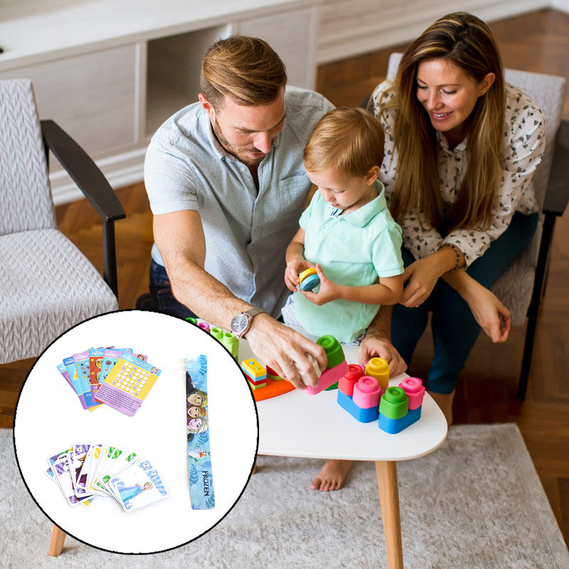 Disney Frozen character cards and stickers laid out
