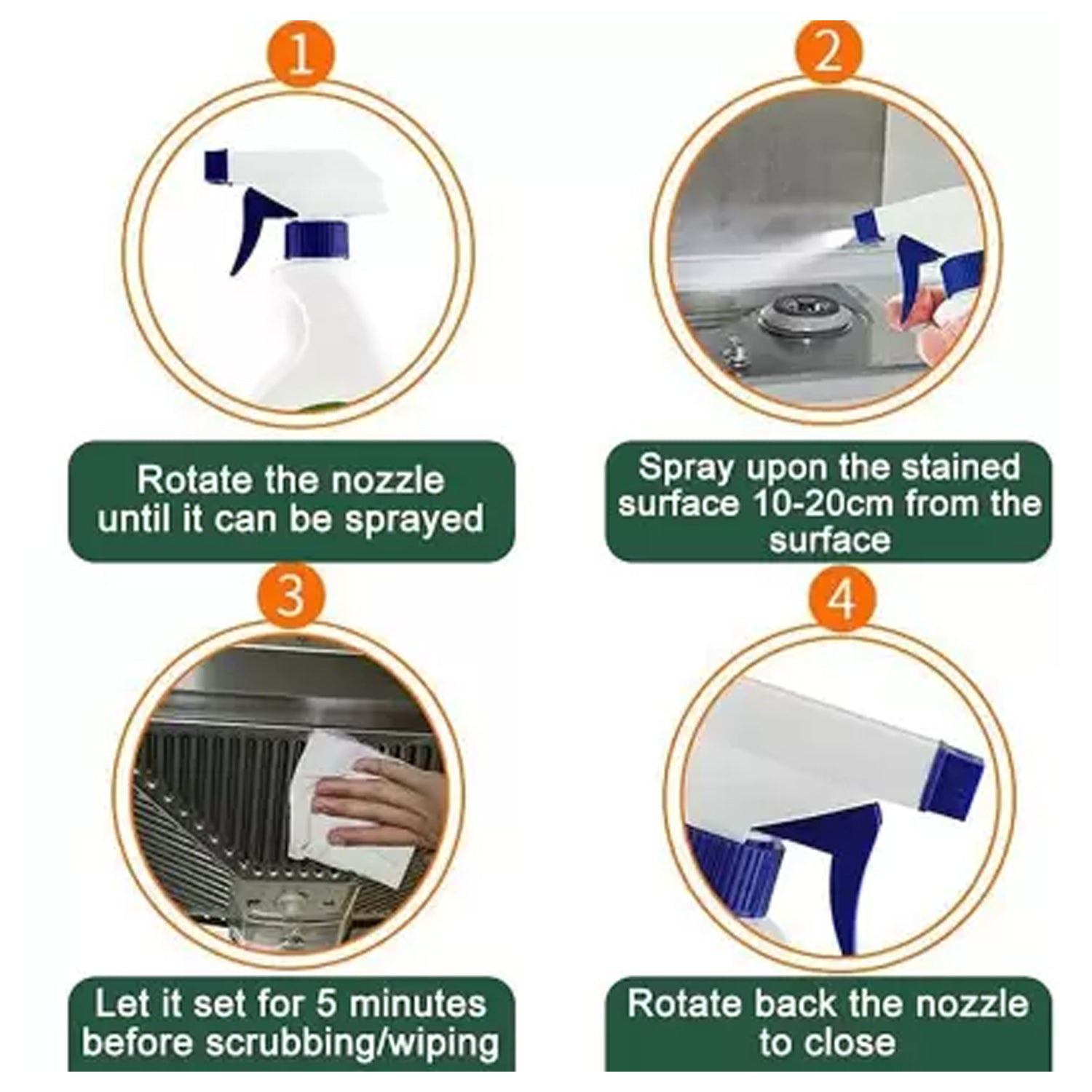 रसोई क्लीनर स्प्रे तेल और ग्रीस दाग हटानेवाला स्टोव और चिमनी क्लीनर स्प्रे गैर-ज्वलनशील गैर विषैले मैजिक डीग्रीजर स्प्रे रसोई गैस स्टोव सफाई स्प्रे के लिए (लगभग 500 एमएल)