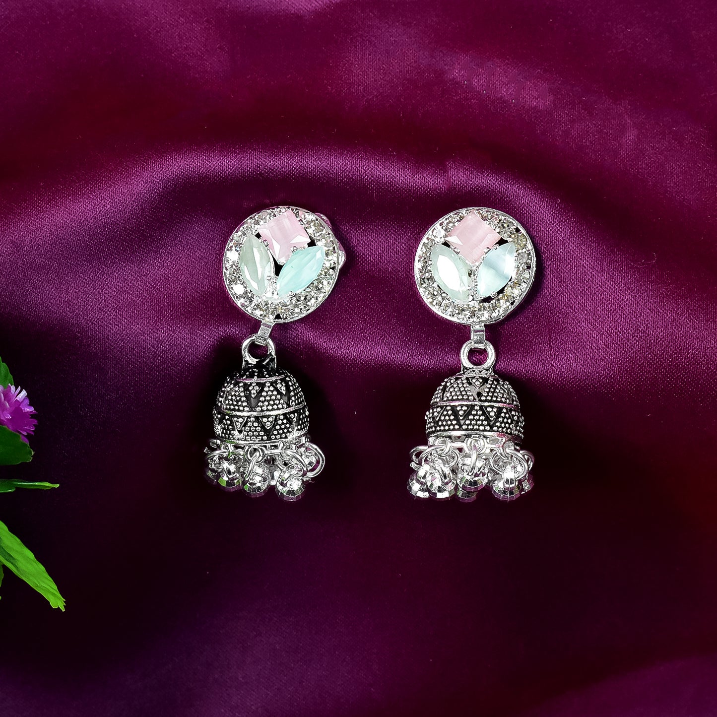 Elegant CZ Tassel Jhumka Earrings – Long Dangle Bridal Drop Earrings for Women