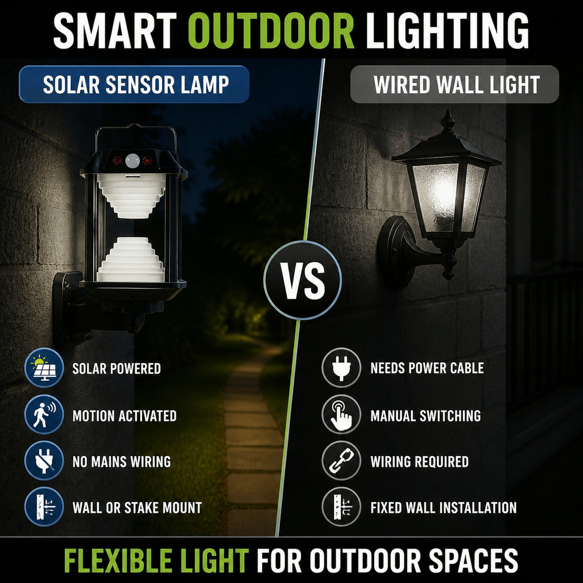 Solar Induction LED Wall Lamp – Motion Sensor Outdoor Light
