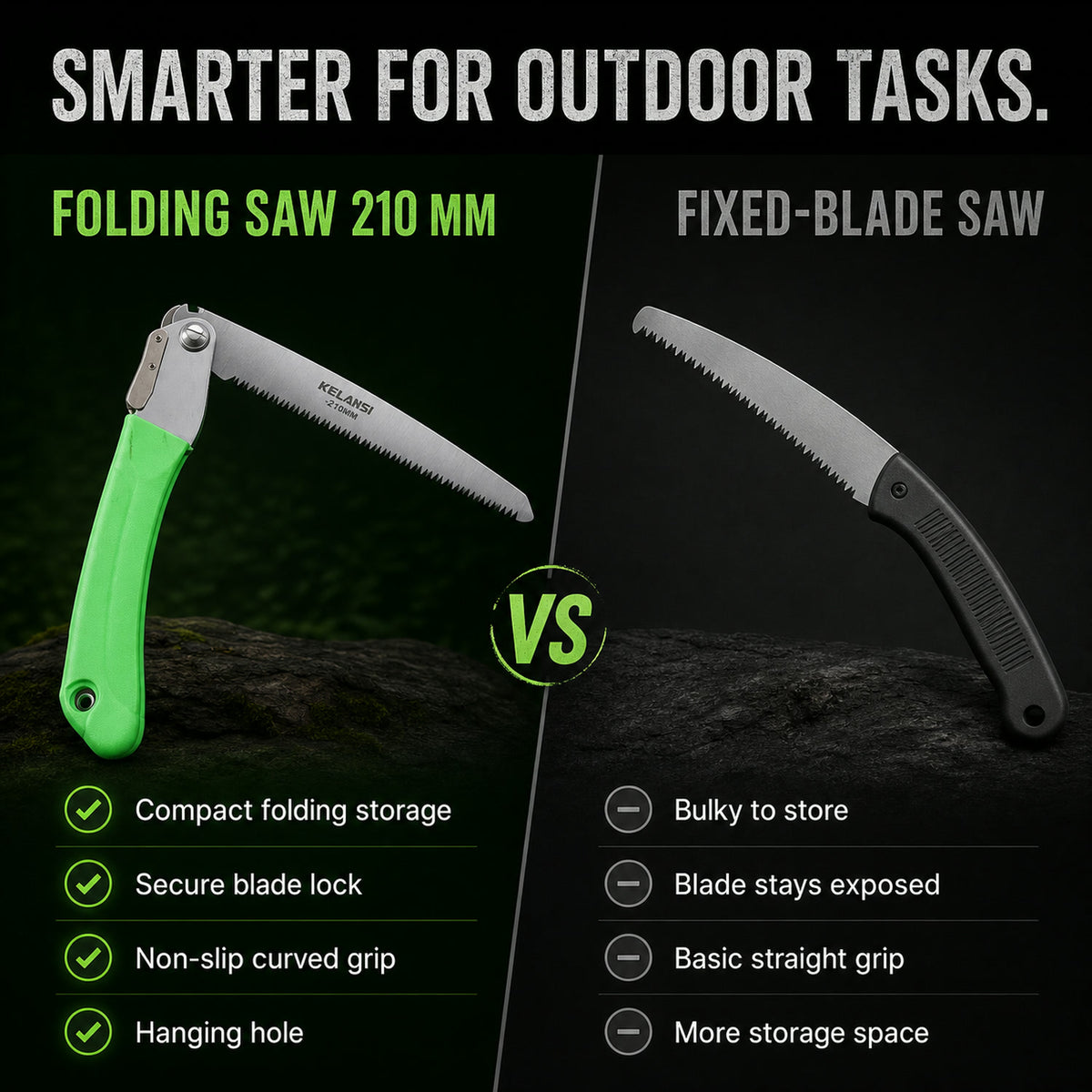 Folding Saw – Sharp 210mm Stainless Steel Blade for Pruning & Outdoor Use