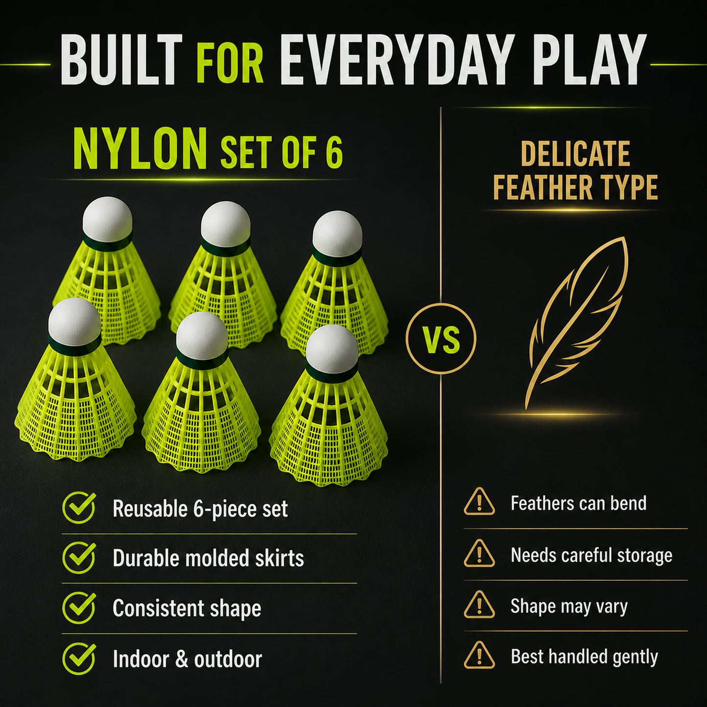 Plastic Shuttlecock – Durable & Consistent Flight (6 Pcs Set)