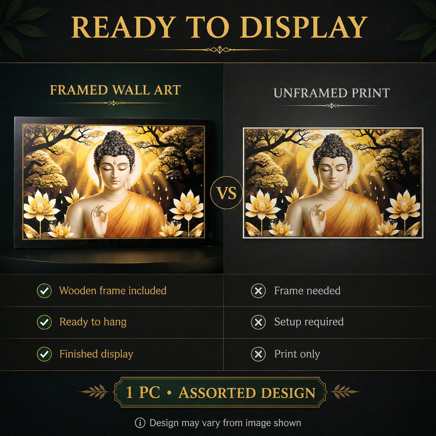 Lord Buddha Wall Painting – Spiritual Decor with Wooden Frame