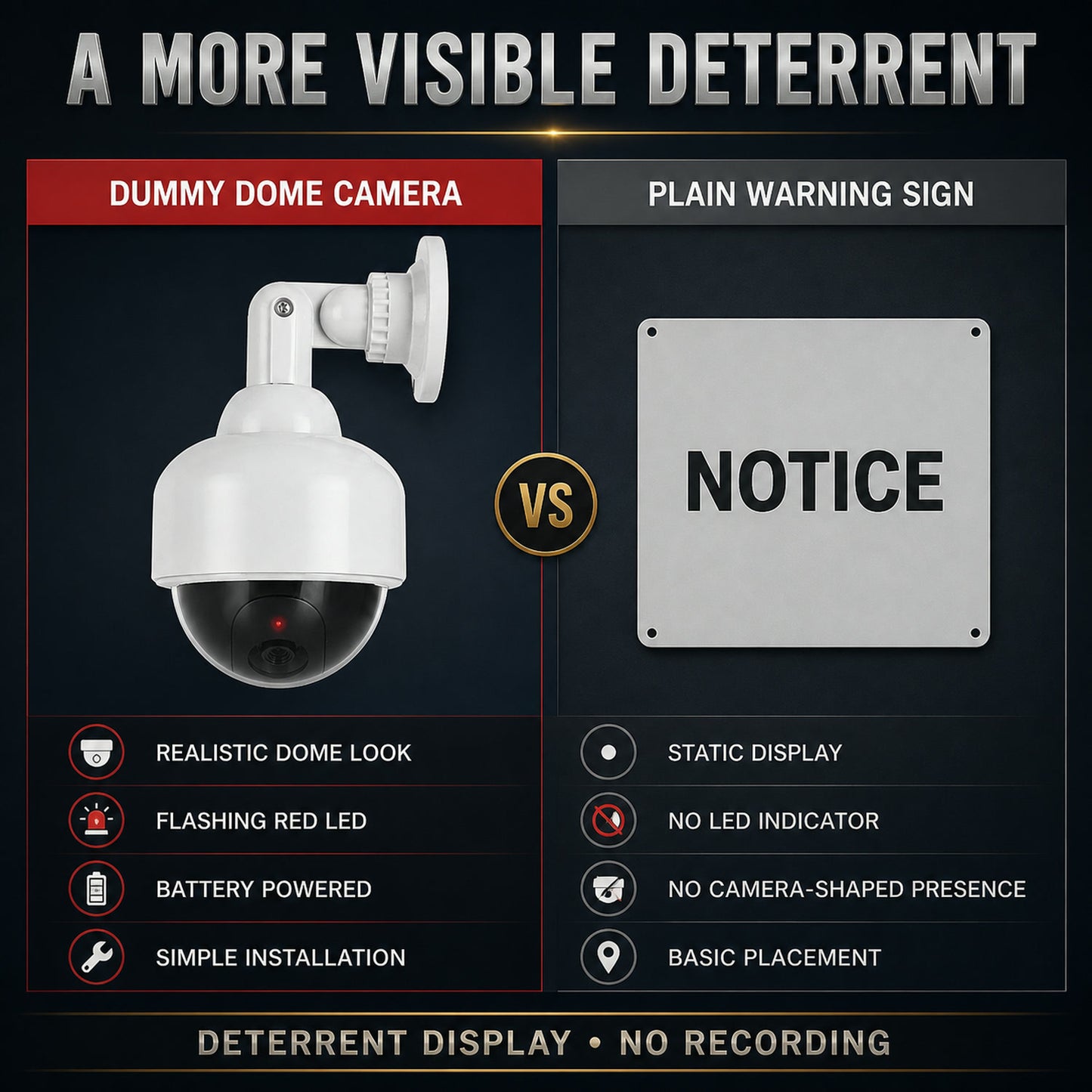 Dummy CCTV Camera – Realistic with Flashing LED & 360° Rotation | Safelix