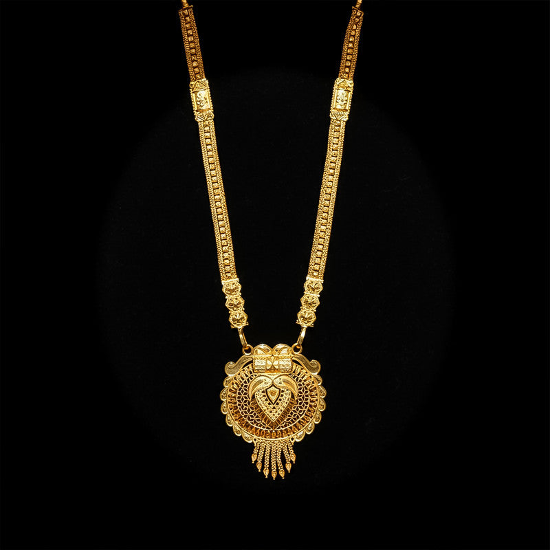 Elegant Gold-Tone Traditional Necklace & Earring Set for Festive and Bridal Wear