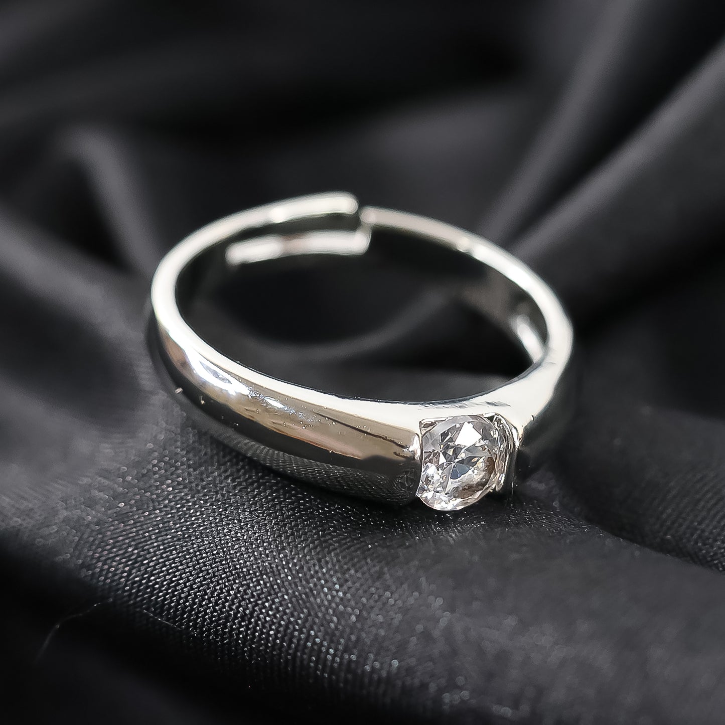 Sterling Oxidised Silver Couple Ring Gift With Attractive Red Love Box (2Pcs)