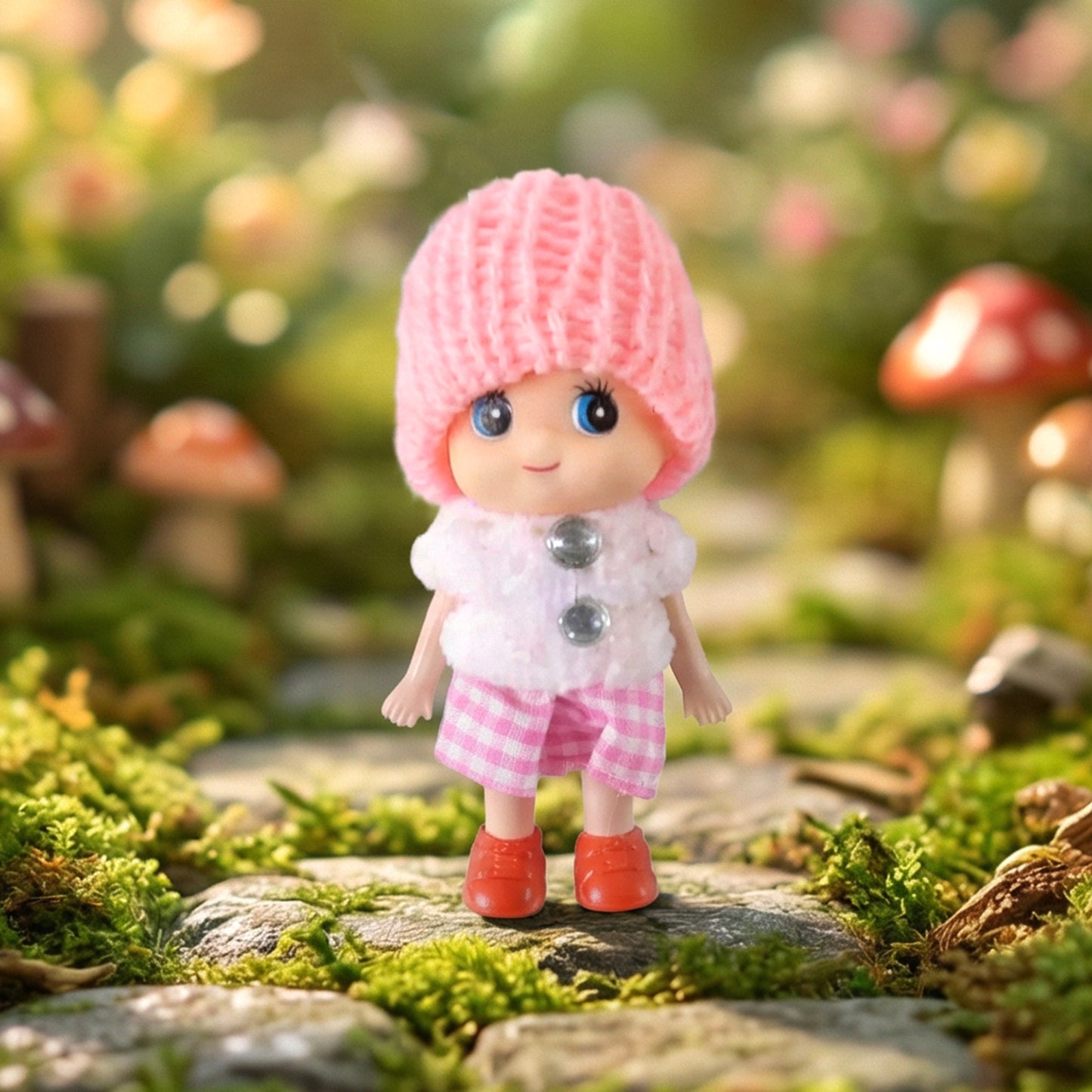 Mini Doll Keychain with Key Ring
