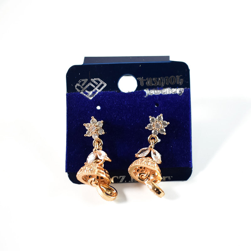 Elegant Floral Drop CZ Stone Earrings for Women