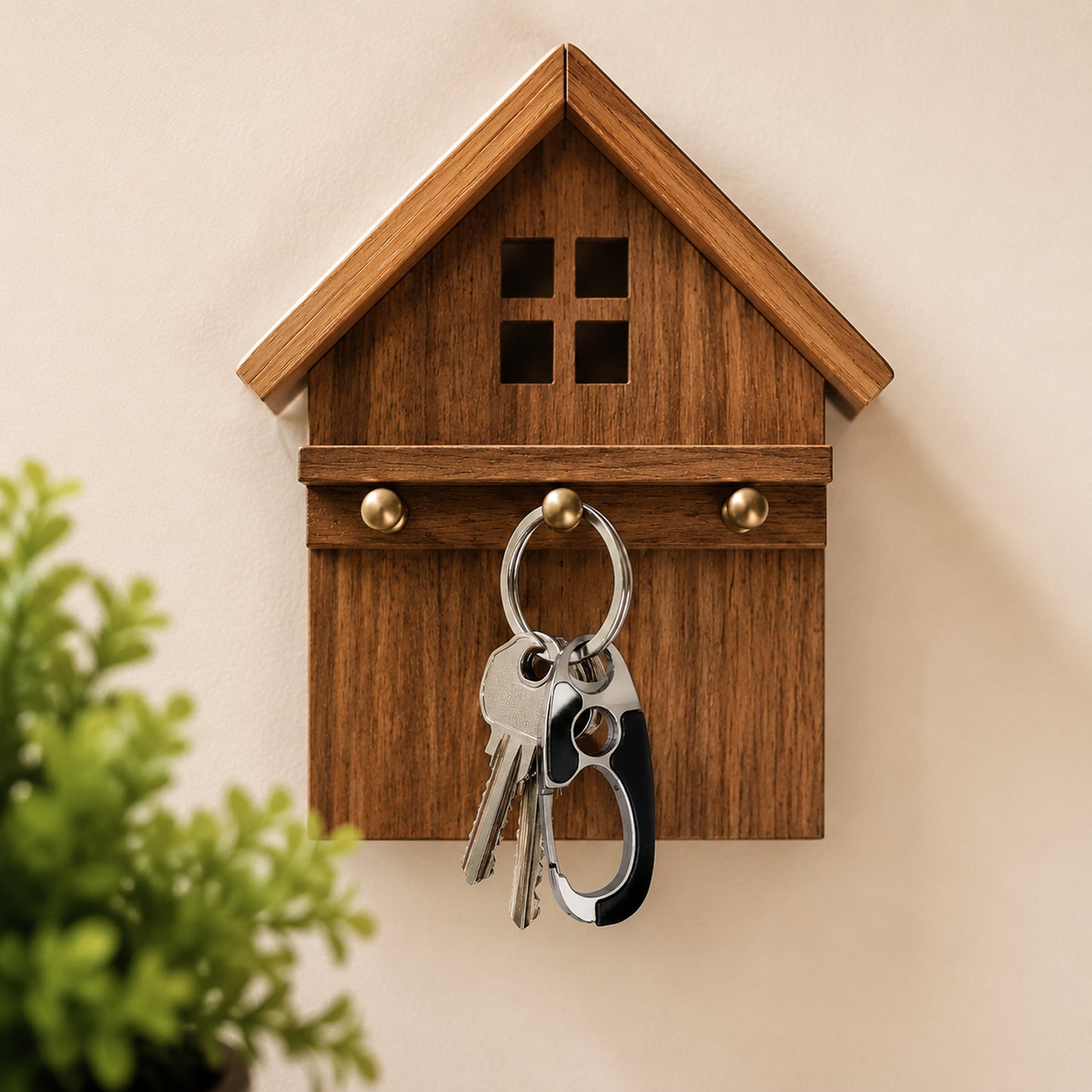 Compact stainless steel keychain with locking clip attached to bag