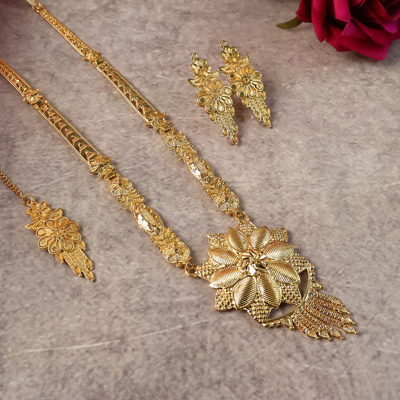 Bridal Lotus Blossom Necklace Set – Premium Traditional Design for Festive & Wedding Wear