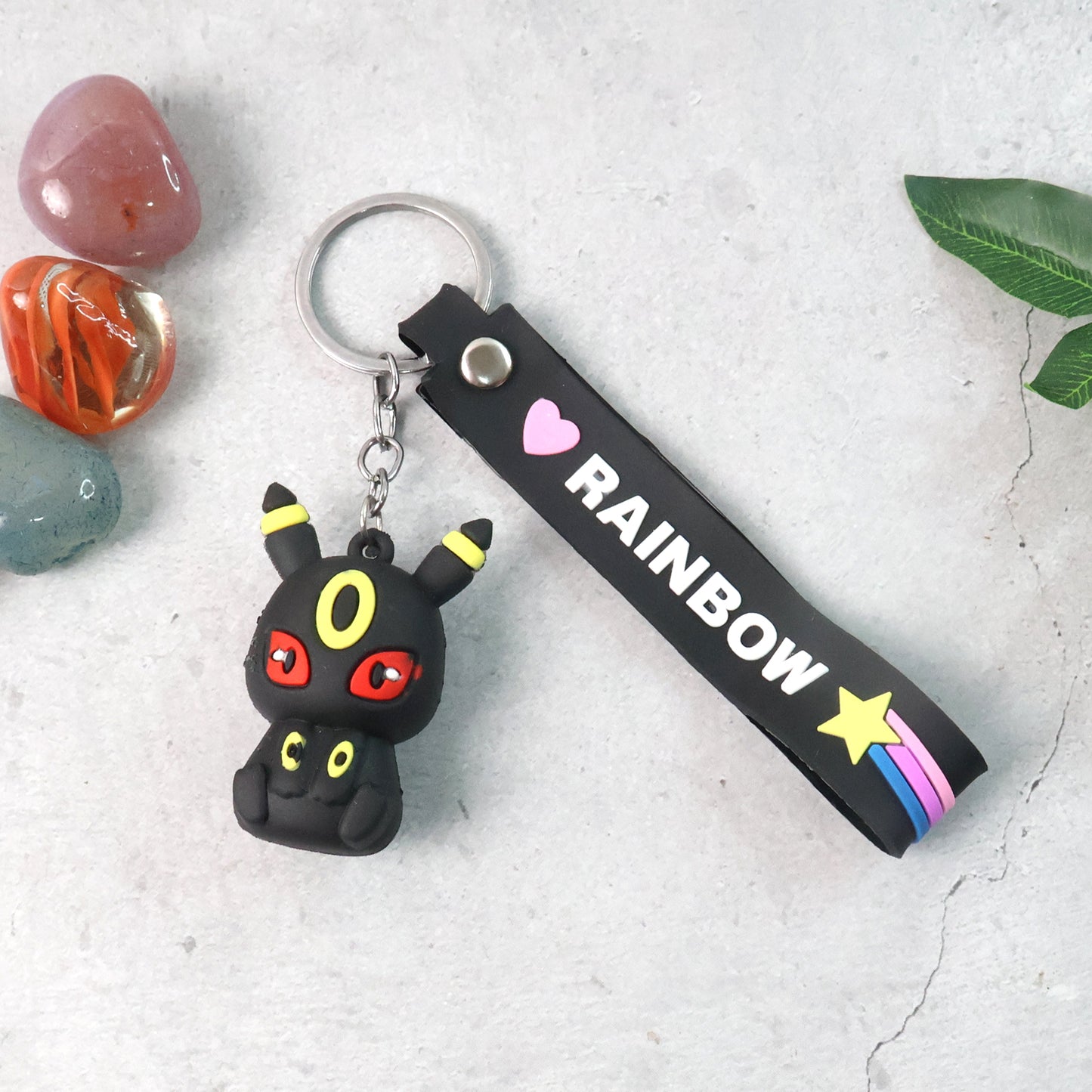 Cute Cartoon Silicone 3D Key Chain with Metal Hook & Strap (Pack of 1 / Mix Design)