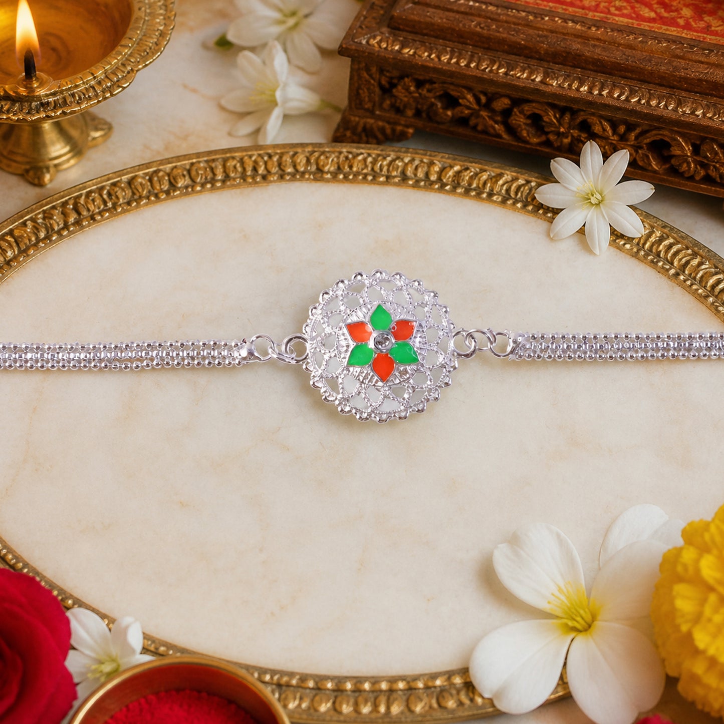Raksha Bandhan Rakhi bracelet with decorative thread