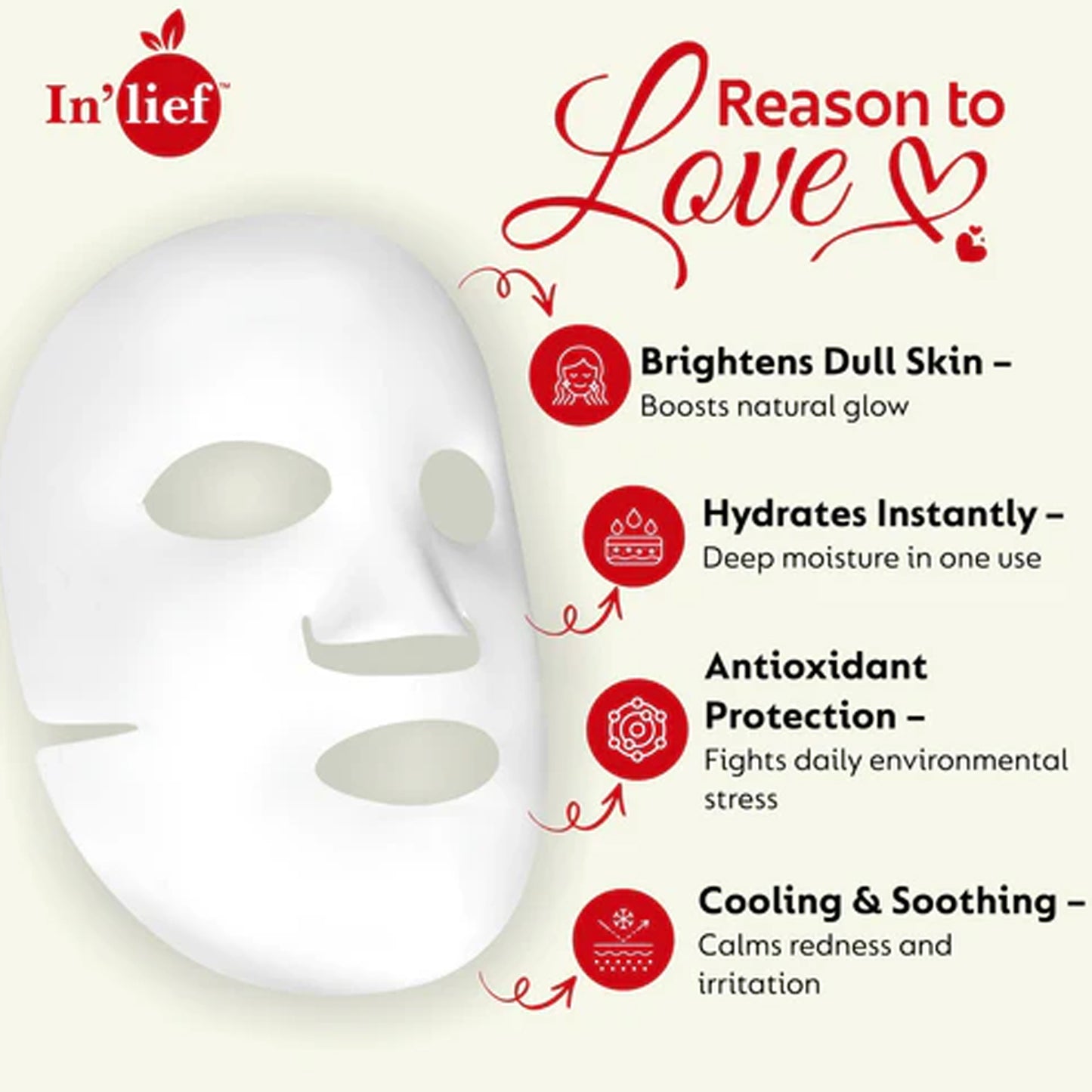 In'lief Hydrating & Brightening Sheet Face Mask (1 Pc, Assorted)