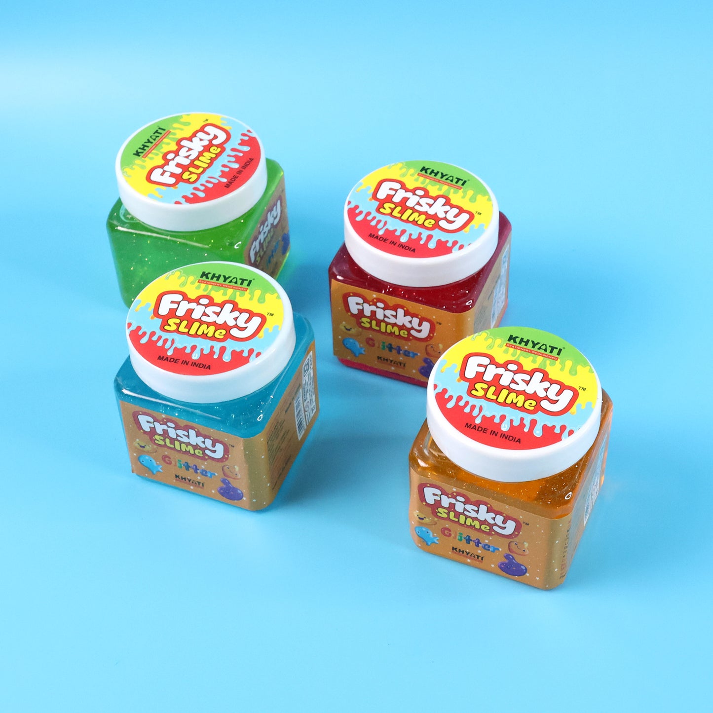 Khyati Frisky Slime Glitter Edition – Stretchable Sparkling Slime Toy in Jar Pack (1Pc/Mix Colour)