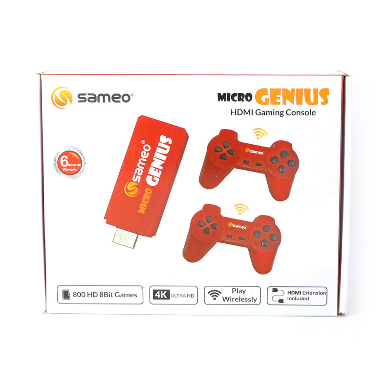 Sameo Micro Genius HDMI Gaming Console with Dual Wireless Controllers – Plug and Play Retro Game System with 800 Built-in Games