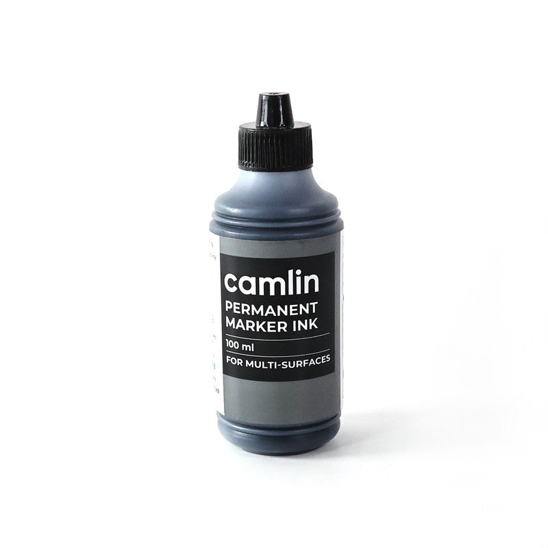 Camlin Permanent Marker Ink 100 ml – Black Color Refill Ink for Multi-Surfaces