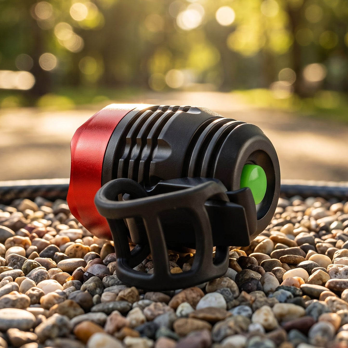 Compact bike headlight with mounting strap