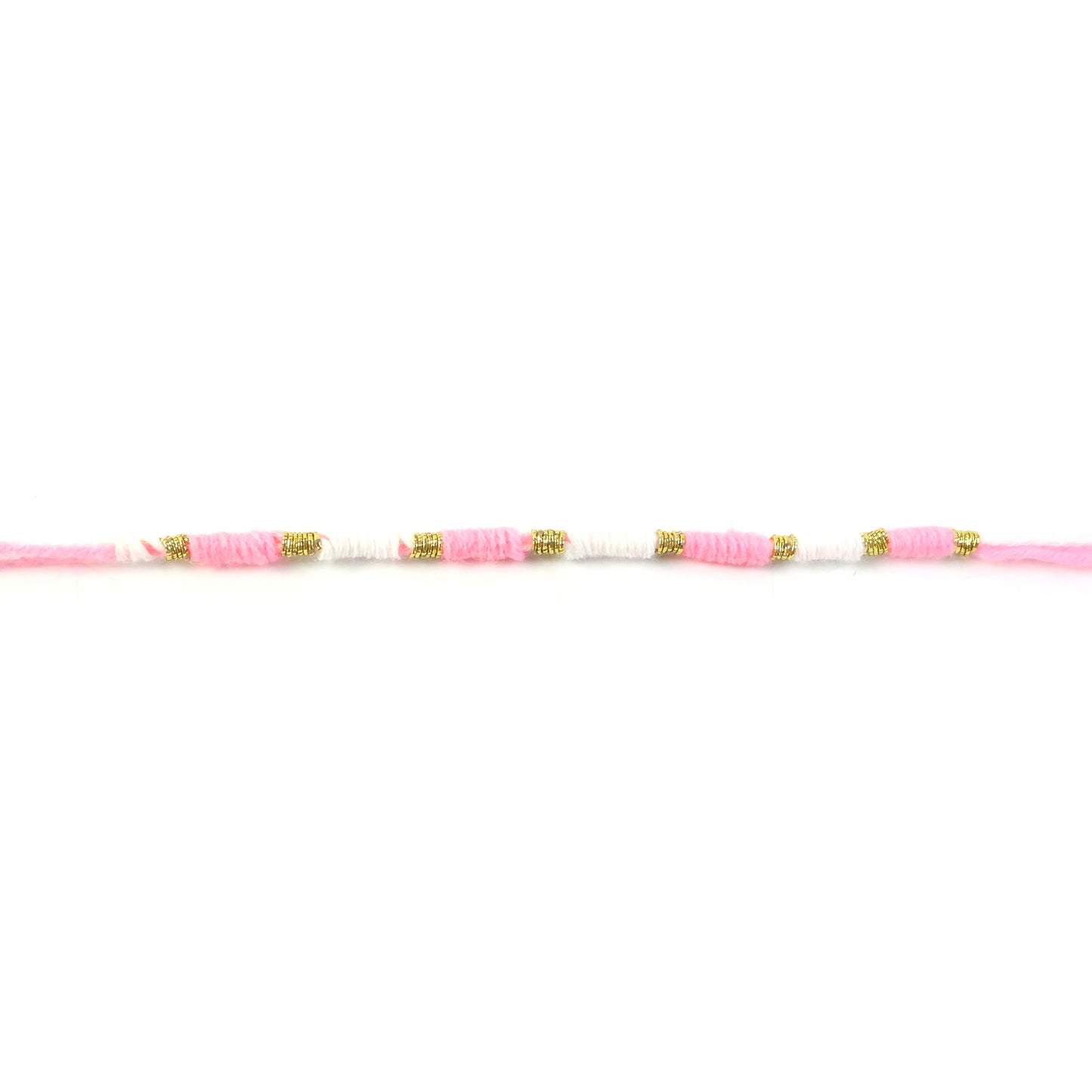 Pink & White Thread Rakhi with packaging