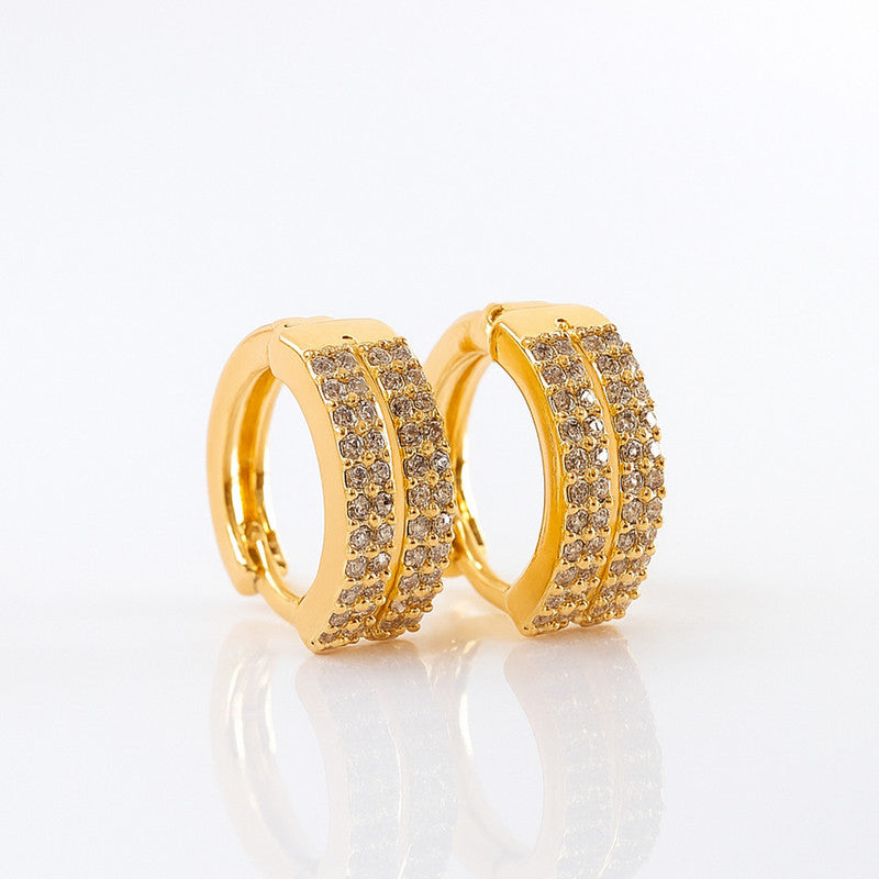 Elegant Double Row CZ Stone Hoop Earrings for Women