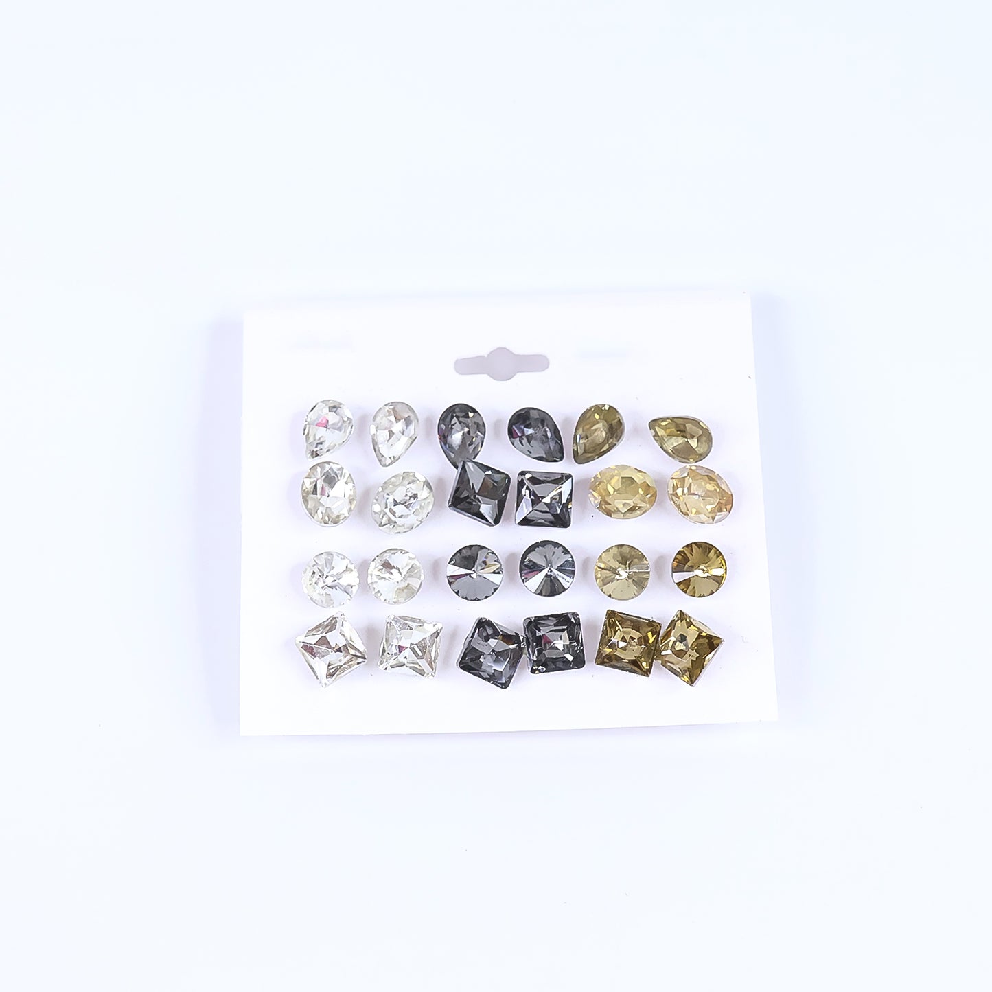 Stud Earrings With Single Stone Alloy Stud Earring (Set Of 12)