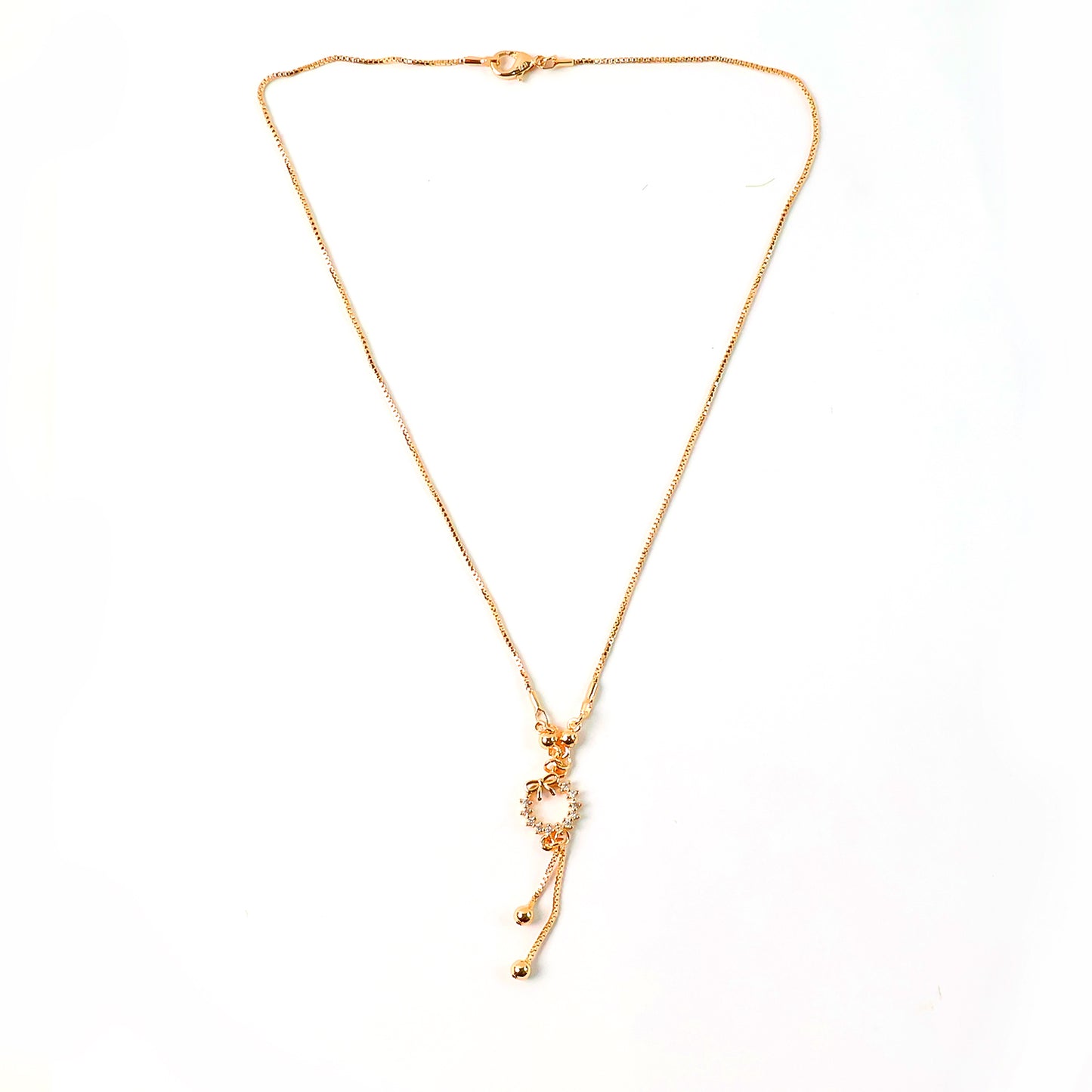 Delicate Gold-Plated Bow and Wreath Pendant Necklace for Women