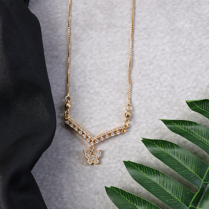 Butterfly Charm V-Shape Pendant Necklace