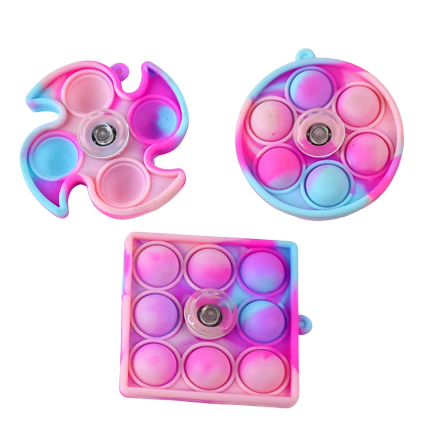 Silicone Pop It Fidget Spinner Keychain Toy (1 Pc)