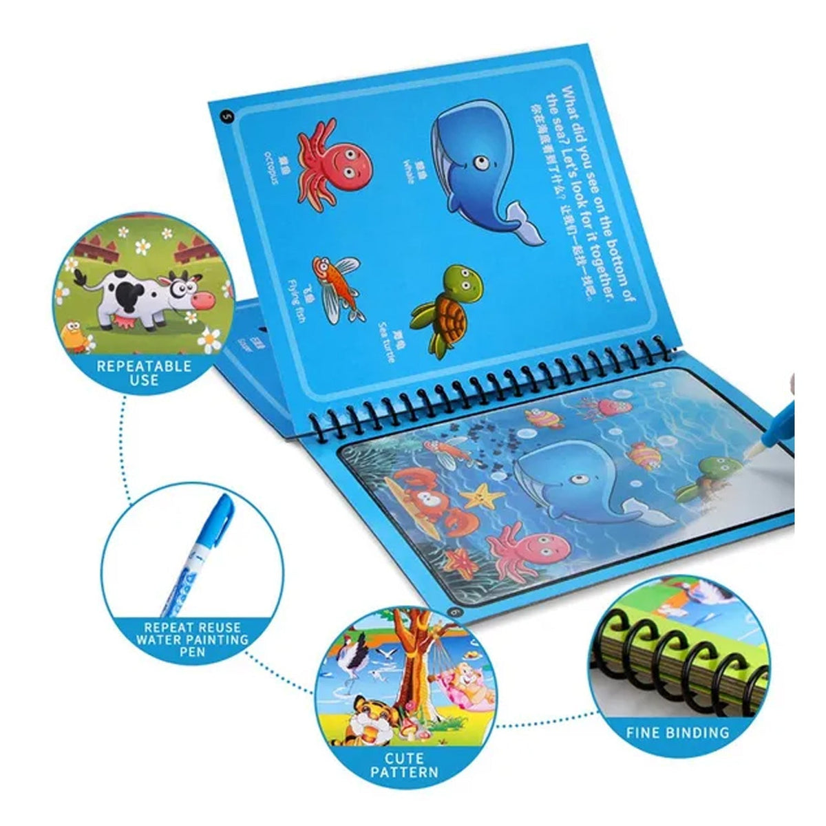 Kids Learning Combo – Magic Water Colouring Book & Flower Shape Sorter Toy