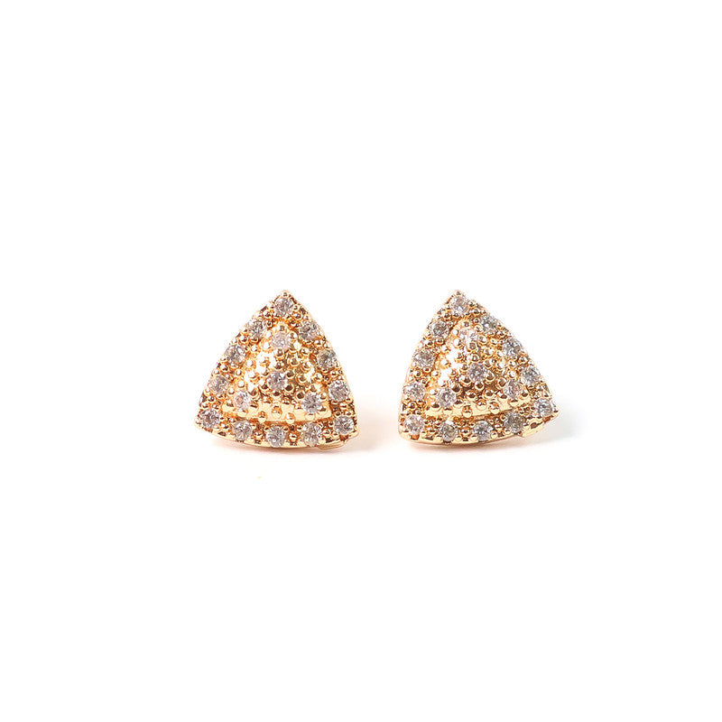 Trendy Gold-Plated Triangle CZ Stud Earrings for Women