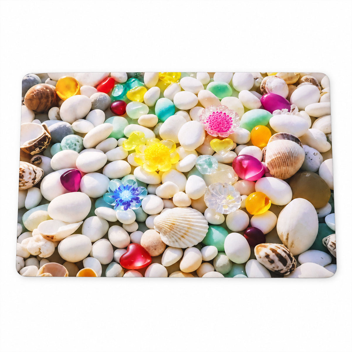 3D Pebble Stone Shower Mat, Seashell Print Water Absorbent Rug (1 Pc, 58x38 Cm)