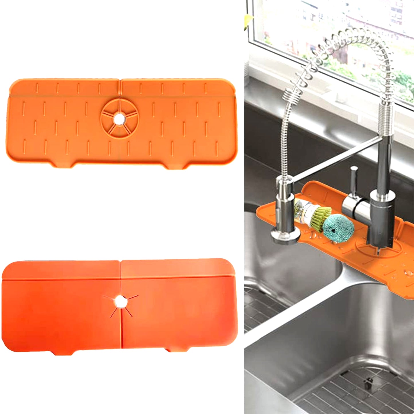 4914 સિલિકોન સિંક ફૉસેટ પૅડ, ડ્રિપ પ્રોટેક્ટર સ્પ્લેશ કાઉન્ટરટૉપ, રબર ડ્રાયિંગ મેટ, કિચન બાથરૂમ બાર માટે સિંક સ્પ્લેશ ગાર્ડ.