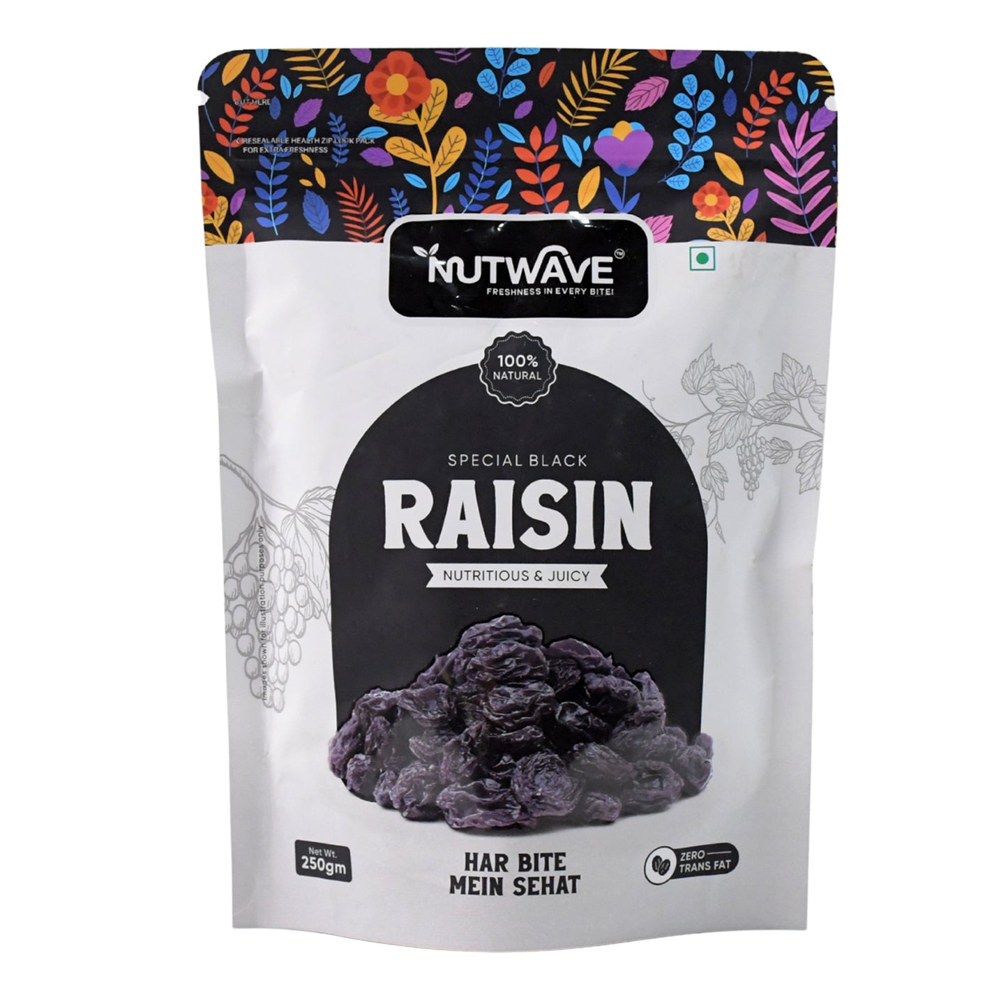 Nutewave Special Black Raisin juicy & Nutritious, dryfruits 250gm