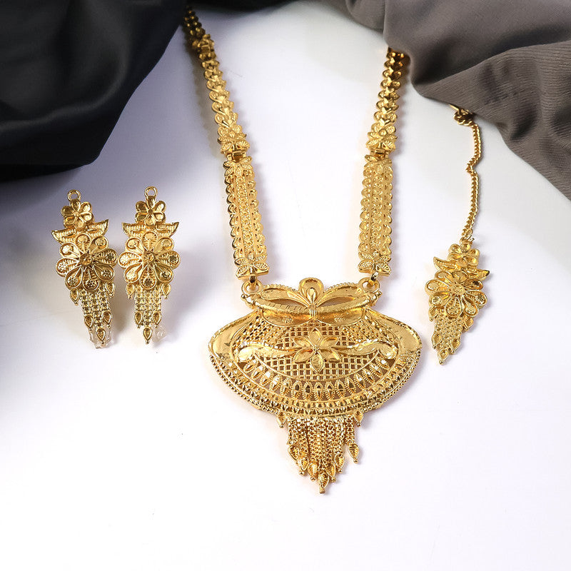Royal Heritage Gold-Plated Bridal Necklace Set for Weddings