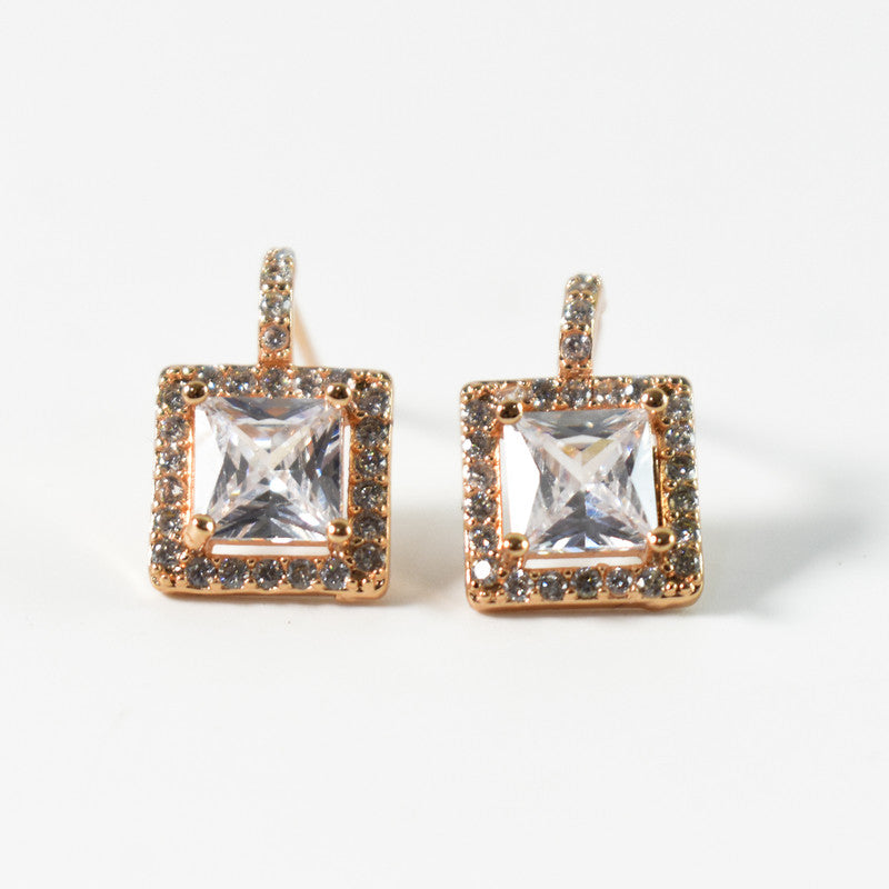 Stylish Square Cut CZ Stone Drop Earrings for Women