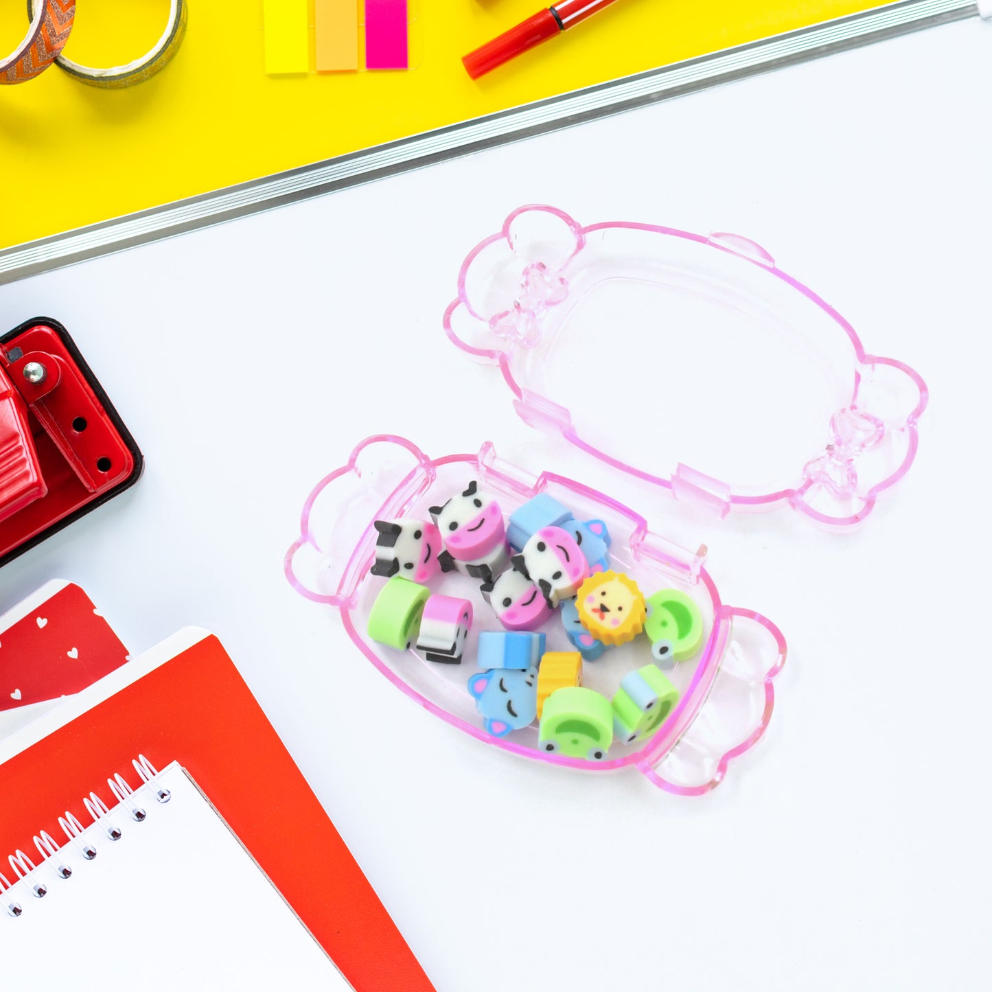 Colorful rubber erasers for pencils and stationery