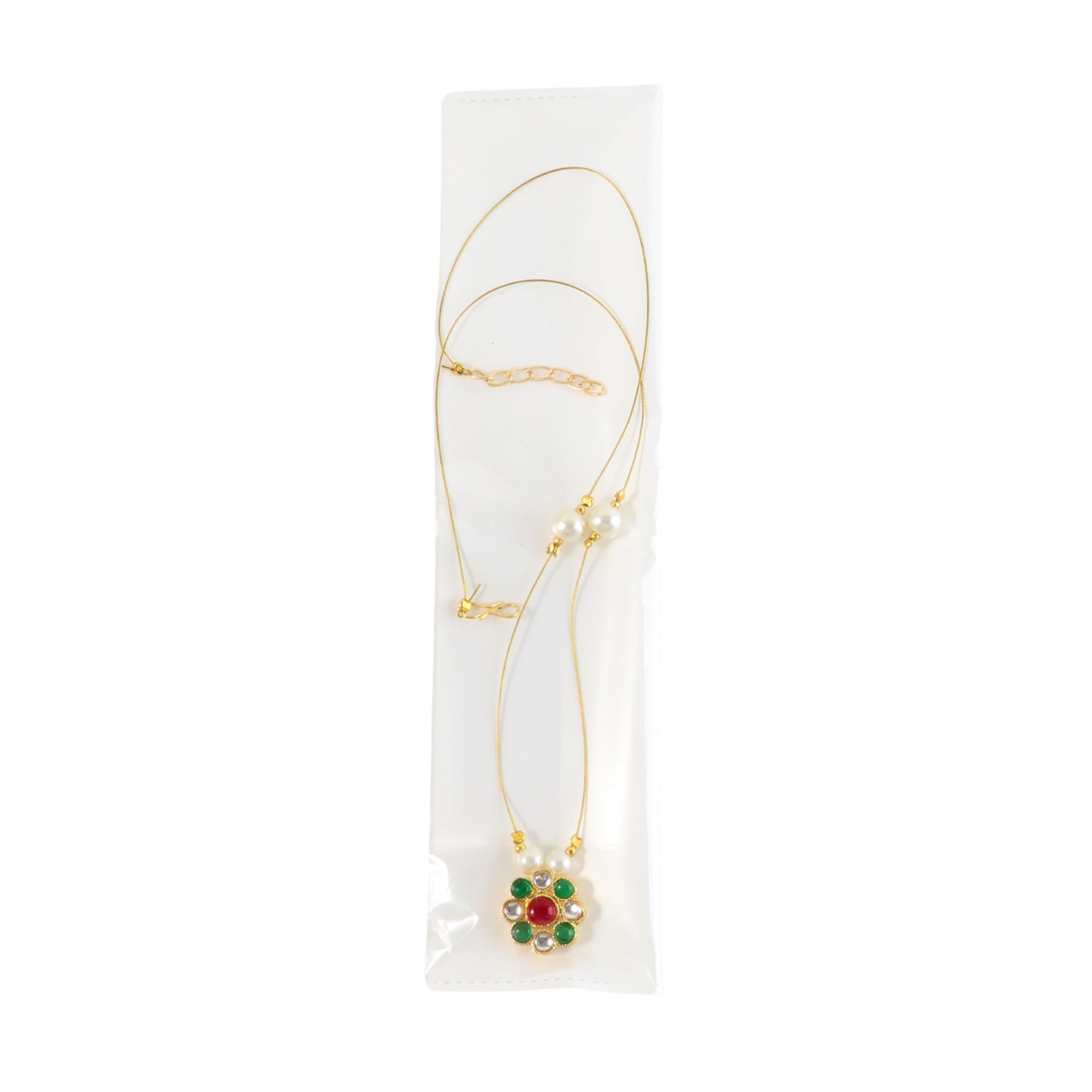 Elegant Traditional Multicolor Stone & Pearl Pendant Chain (1 Pc)