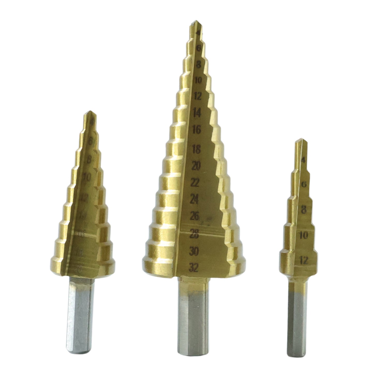 Step drill bits used for woodworking and metal drilling