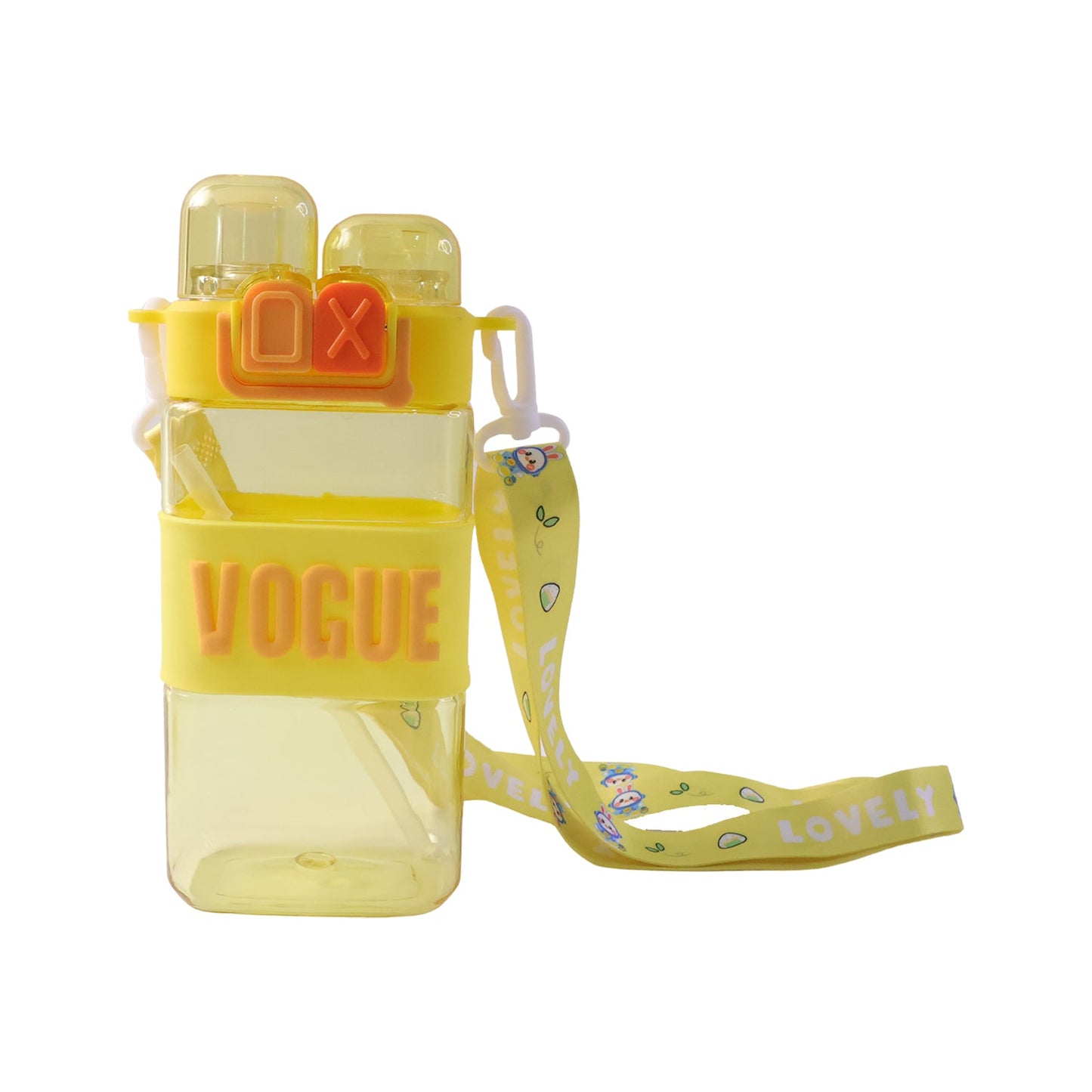 Girls Dual Compartment Plastic Water Bottle Leakproof Carry Strap (1 Pc)