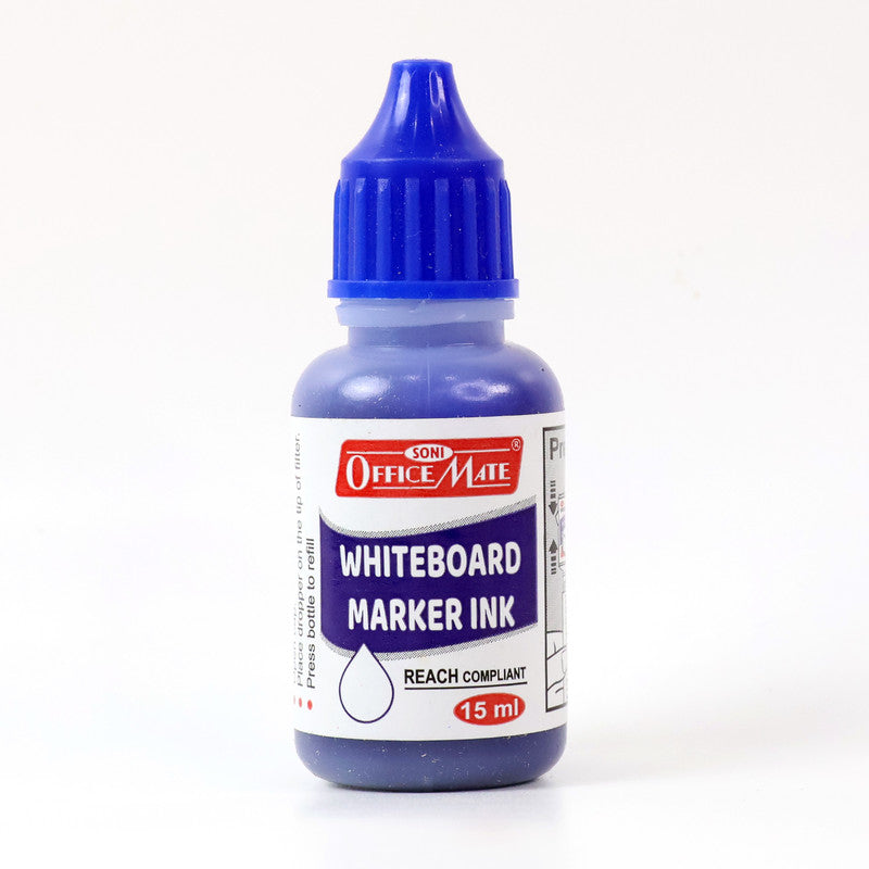 OfficeMate Whiteboard Marker Ink Blue – 15 ml Refill Bottle for Smooth & Clear Writing