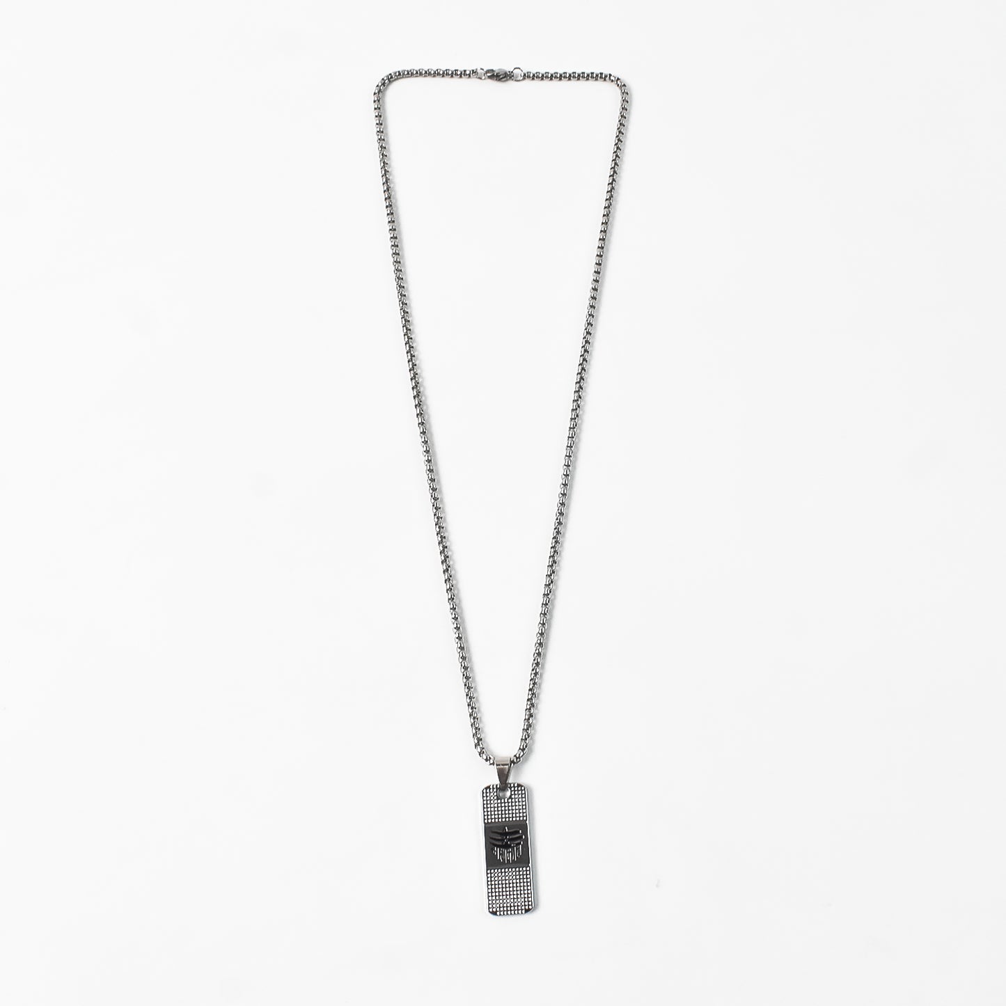 Silver Plated Mahakaal Written Pendent With Chain (1 Pc)
