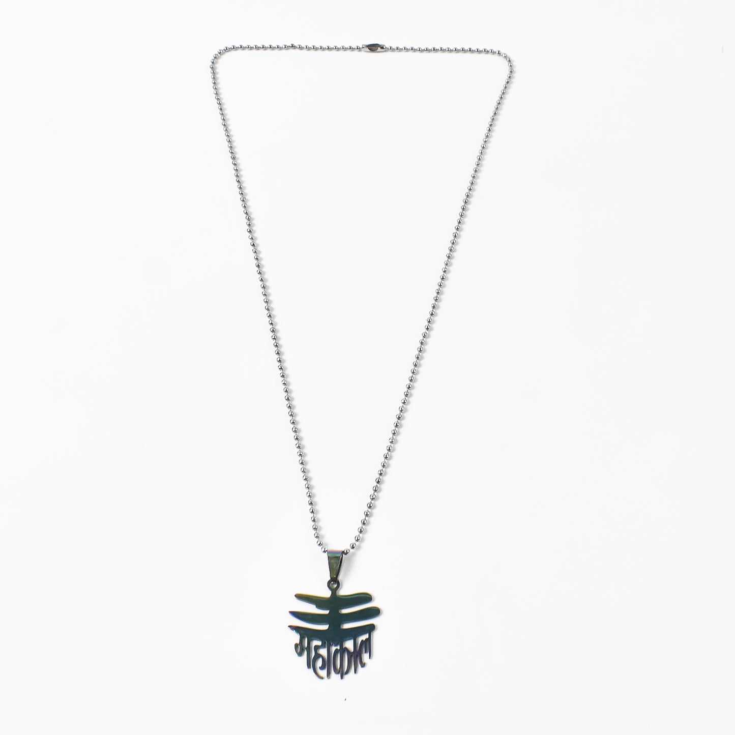 Stainless Steel Colourful Mahakaal Pendent Chain Necklace (1 Pc)