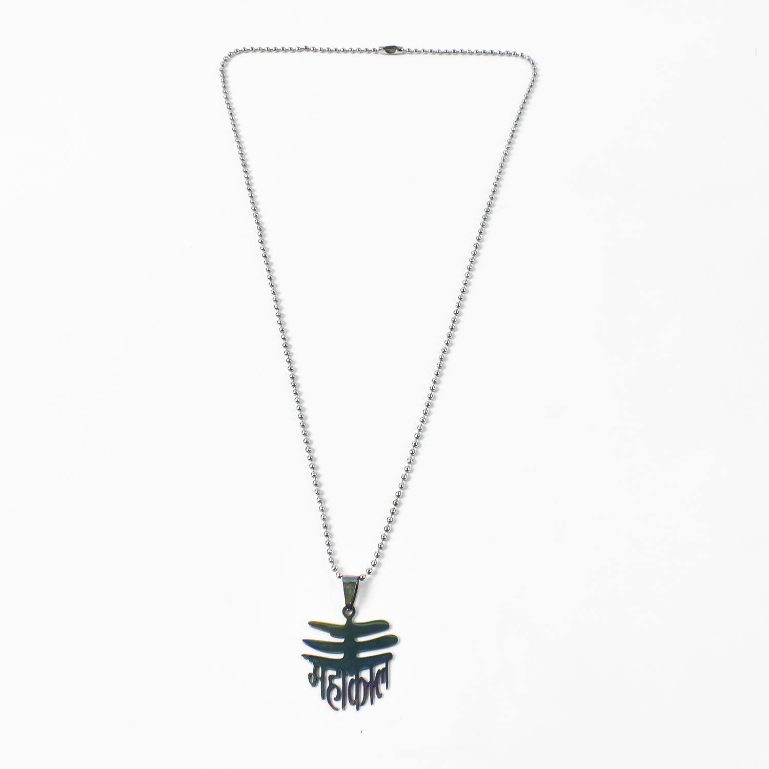 Stainless Steel Colourful Mahakaal Pendent Chain Necklace (1 Pc)