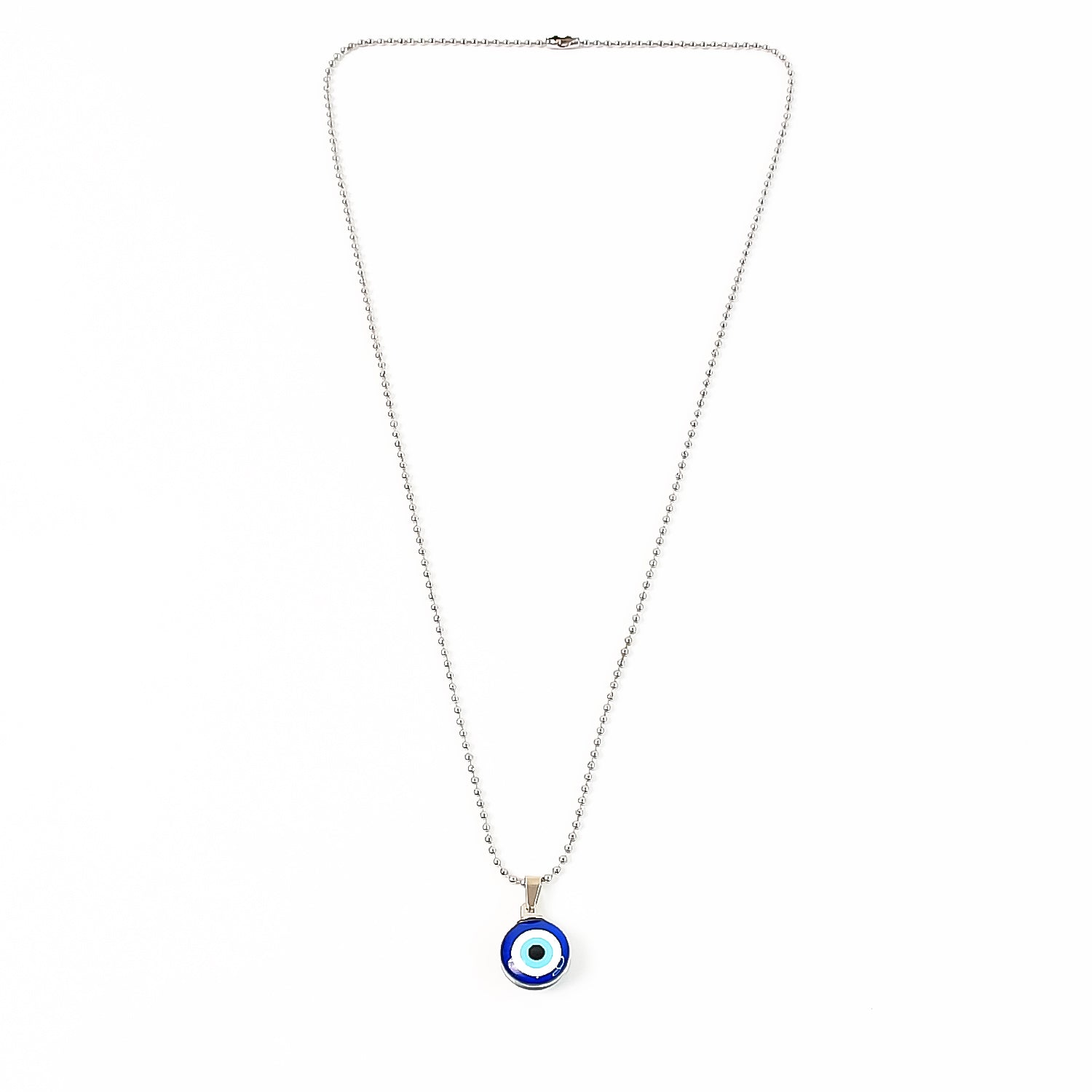 Tiny Blue Turkish Evil Eye Pendant Chain Necklace For Men And Women
