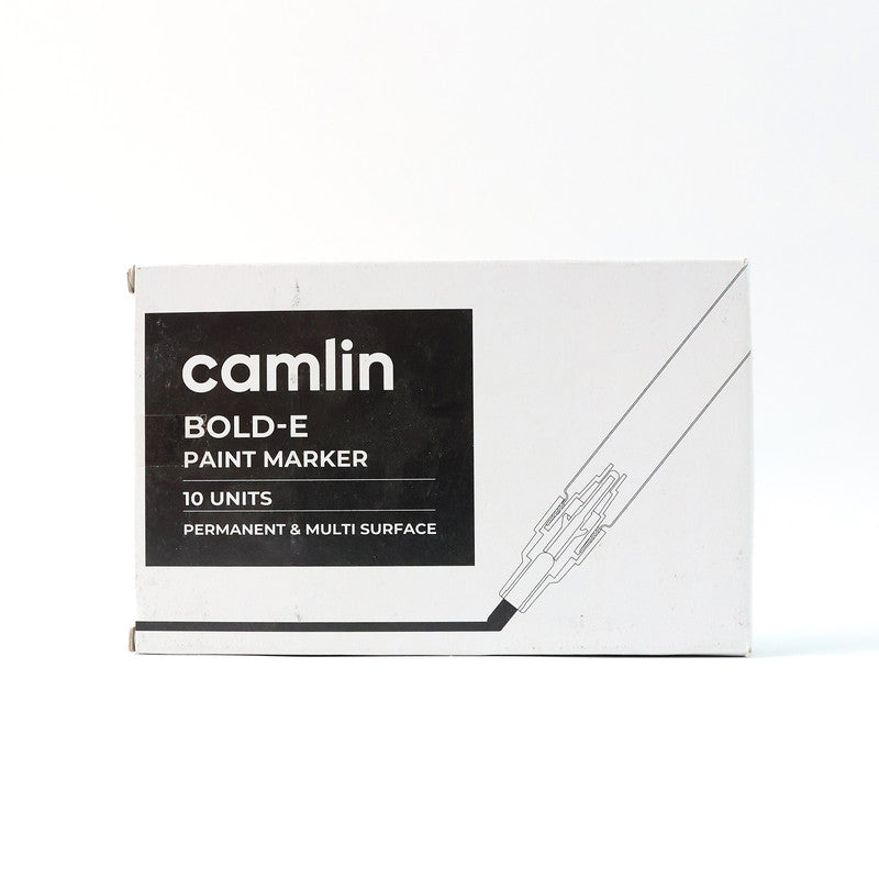 Camlin Bold-E Paint Marker – Yellow Colour, Permanent & Refillable Paint Markers for Industrial and Multi-Surface Marking – Pack of 10