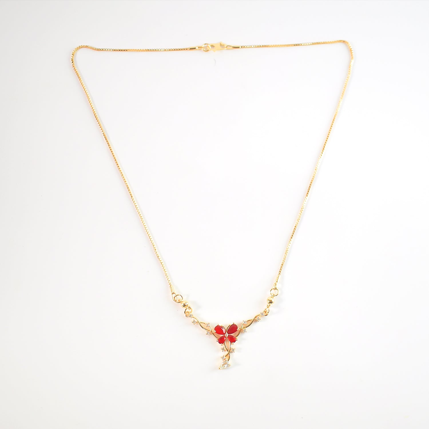 Charming Red Butterfly Gold-Plated Pendant Necklace for Women