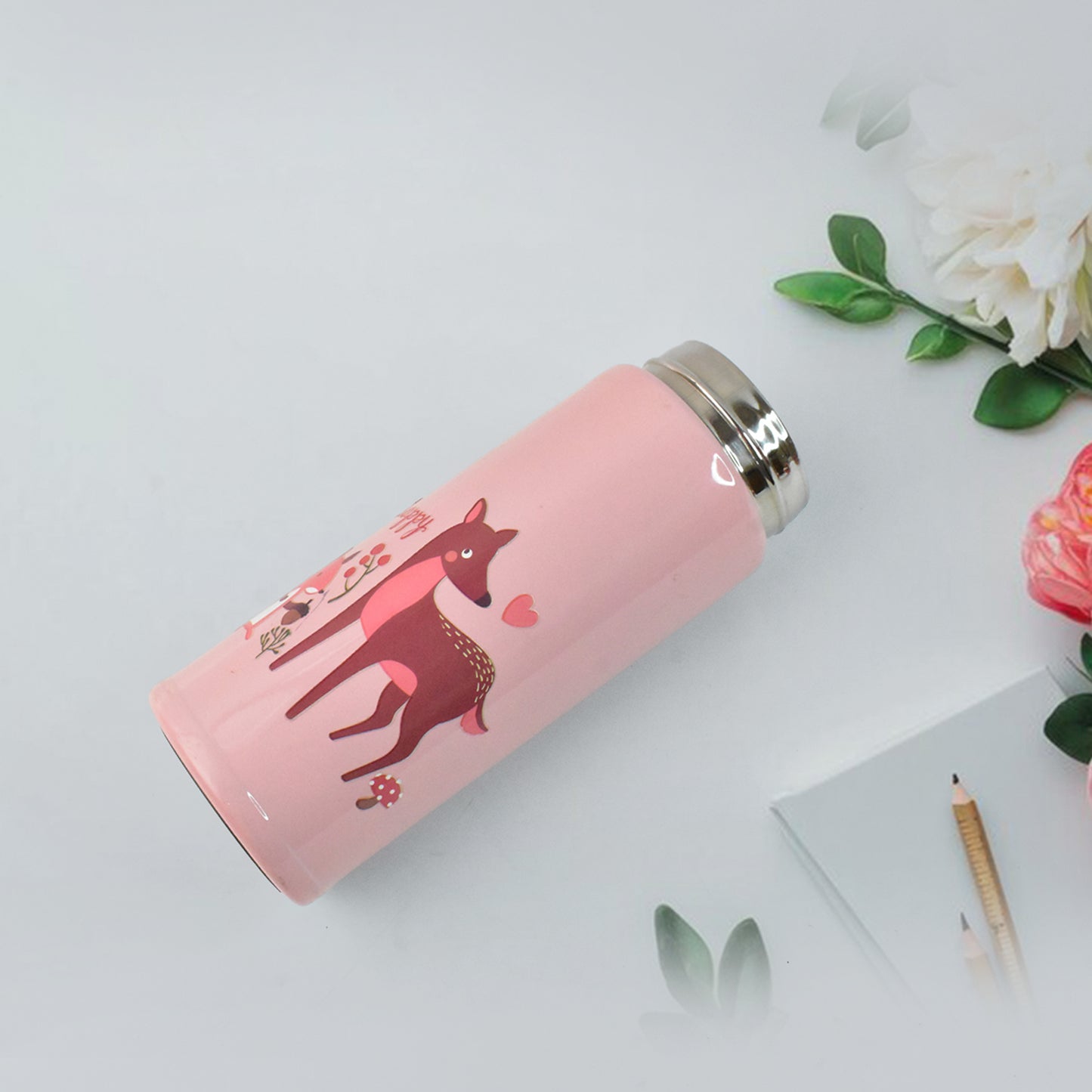 Double Walled Vacuum Insulated Water Bottle | (450 ml Approx / Mix Design / 1 Pc)