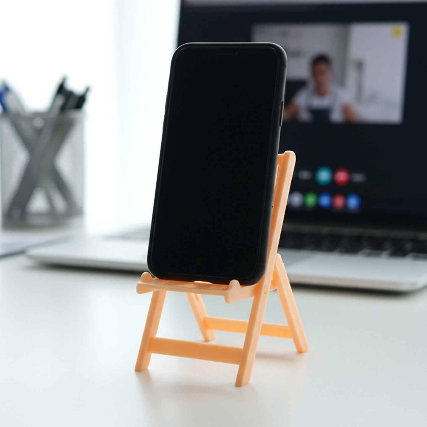 Mini Chair Shape Mobile Stand Holder (1 Pc / Peach Color)