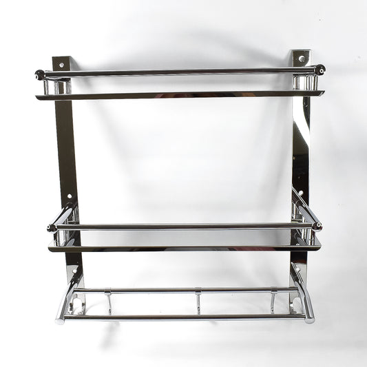 Stainless Steel Wall-Mount 2 Tier Self With Towel Bar