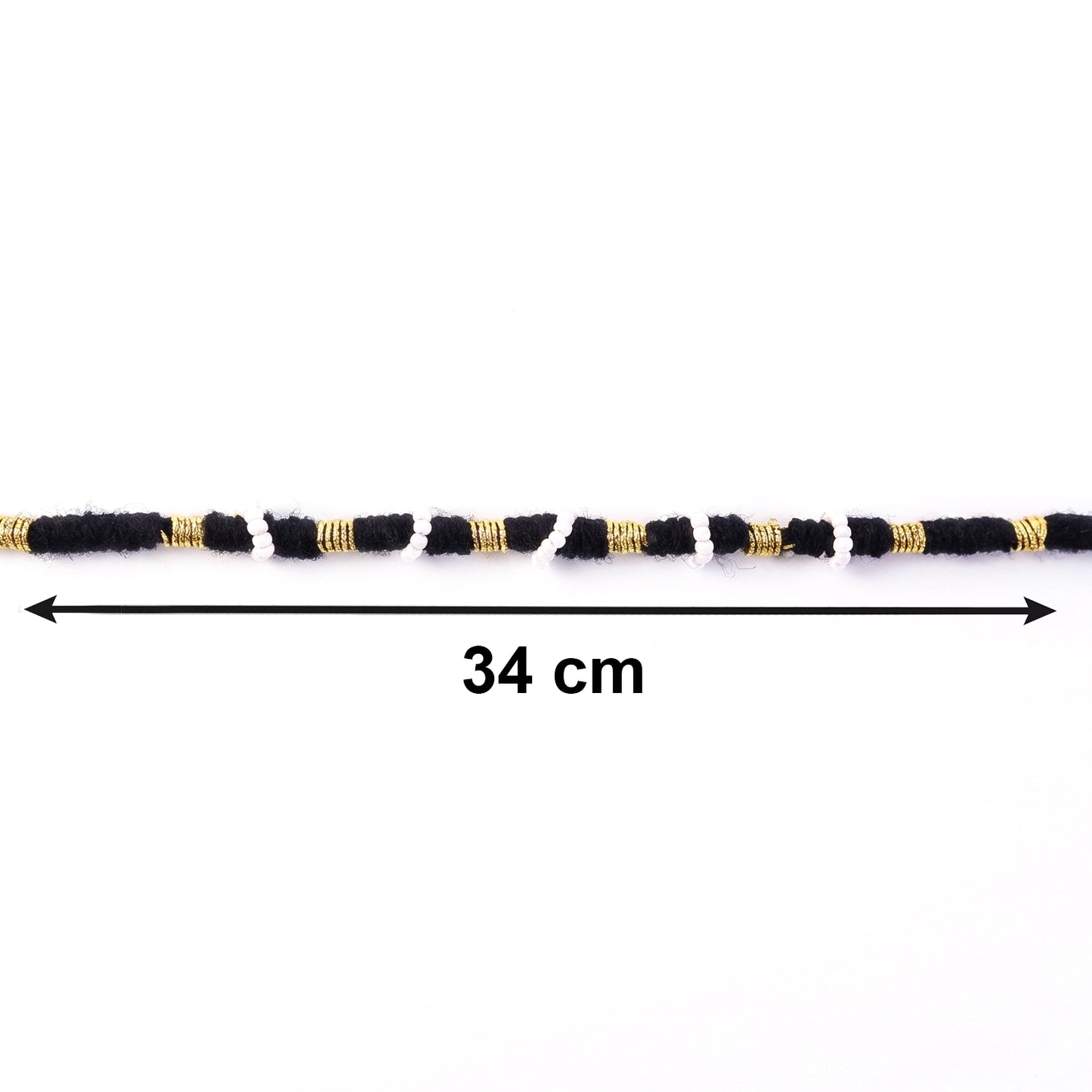 Handmade Black Bracelet Rakhi with White Beads (1 Pc)