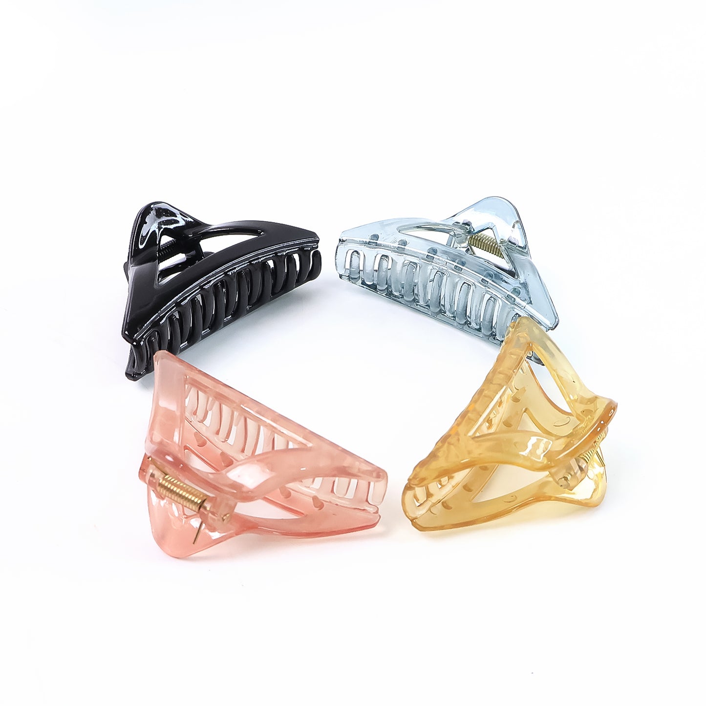Triangle Shape Mix Color Plastic Hair Claw Clip – 12 Pc Durable Grip for Women and Girls